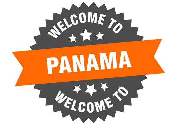 Panamabord. welkom op Panama oranje sticker — Stockvector