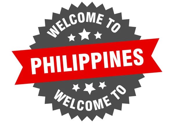 菲律宾签署。 欢迎贴上菲律宾红贴纸 — 图库矢量图片