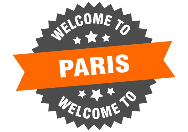 Panneau de Paris. autocollant de bienvenue à Paris orange — Image vectorielle