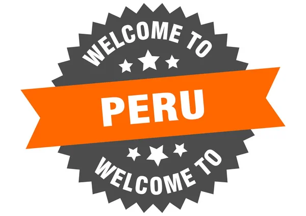 Peru sign. welcome to Peru orange sticker — ストックベクタ