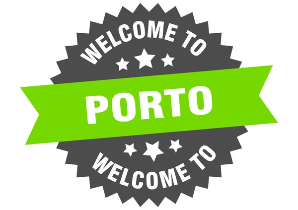 Porto segno. benvenuto a Adesivo verde Porto — Vettoriale Stock