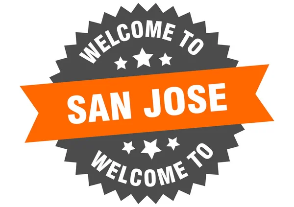 Señal de San José. Bienvenido a San Jose pegatina naranja — Vector de stock