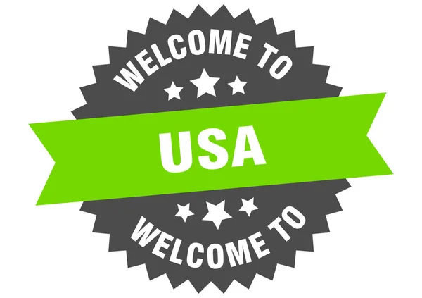 Usa signe. bienvenue à usa autocollant vert — Image vectorielle