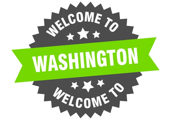 Washington sign. welcome to Washington green sticker — Stock Vector