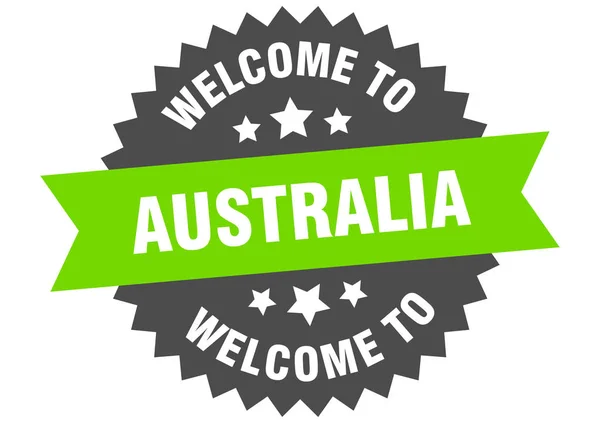 Australië teken. welkom in Australië groene sticker — Stockvector