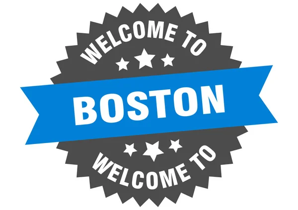 Boston sign. welcome to Boston blue sticker — Stock Vector
