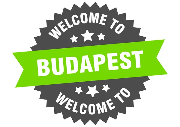 Panneau Budapest. autocollant vert Budapest bienvenue — Image vectorielle