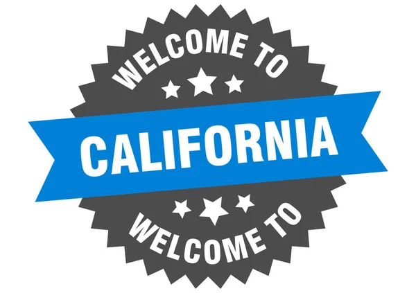 Un panneau californien. autocollant bleu Californie bienvenue — Image vectorielle