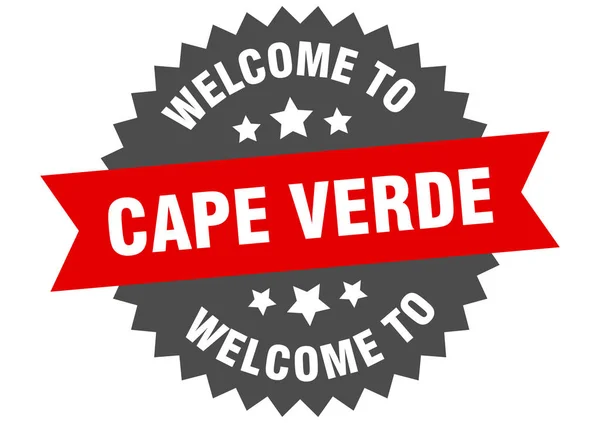 Señal de Cabo Verde. Bienvenido a Cabo Verde etiqueta roja — Vector de stock
