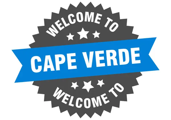 Señal de Cabo Verde. Bienvenido a Cabo Verde etiqueta azul — Vector de stock