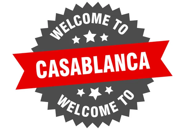 Casablanca teken. welkom op Casablanca rode sticker — Stockvector