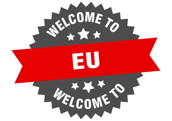 Signe eu. autocollant de bienvenue à eu rouge — Image vectorielle