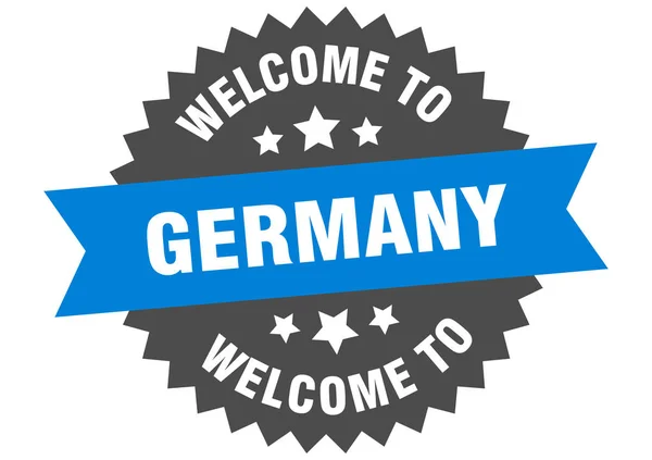 Firma in Germania. benvenuto in Germania adesivo blu — Vettoriale Stock