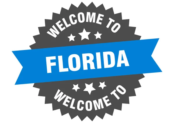 Floridská značka. Vítejte na modrém floridském štítku — Stockový vektor