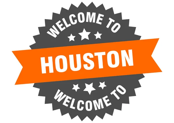 Firma Houston. Benvenuti a Houston adesivo arancione — Vettoriale Stock