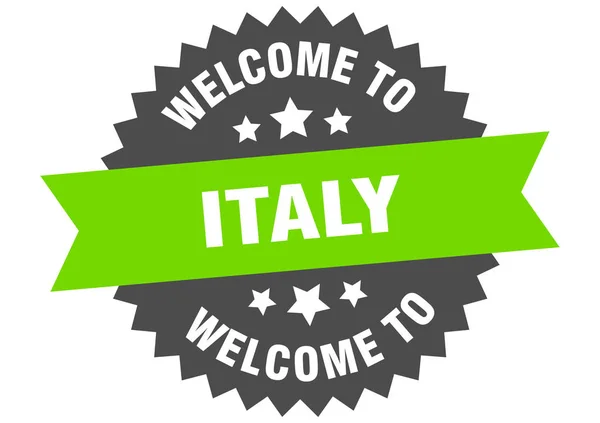 Italienisches Zeichen. Willkommen auf italienischer grüner Plakette — Stockvektor