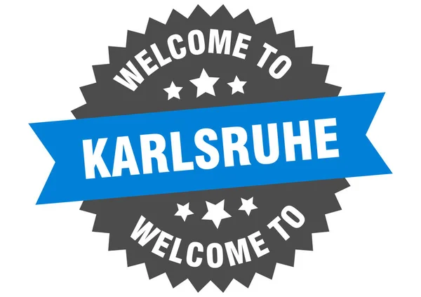 Assinatura de Karlsruhe. Bem-vindo ao adesivo azul Karlsruhe —  Vetores de Stock