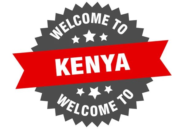Kenya sign. Selamat datang di Kenya stiker merah - Stok Vektor