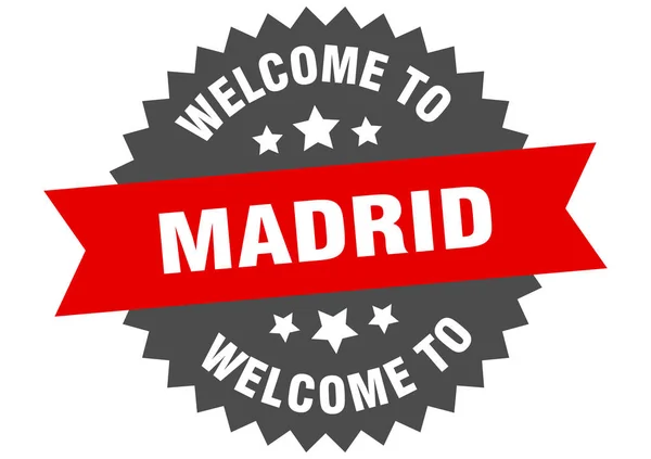 Madridskylten. Välkommen till Madrids röda dekal — Stock vektor