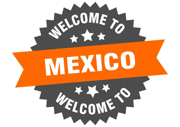 メキシコの看板。メキシコへようこそオレンジのステッカー — ストックベクタ