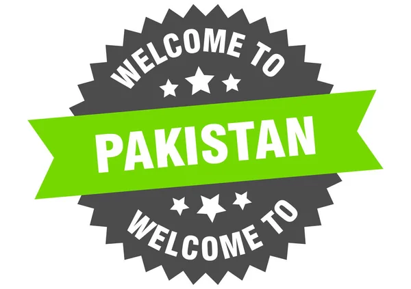 Pakistanskt tecken. Välkommen till Pakistans gröna klistermärke — Stock vektor