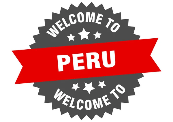 Перу знак. вітаю в Перу на червоній наклейці — стоковий вектор