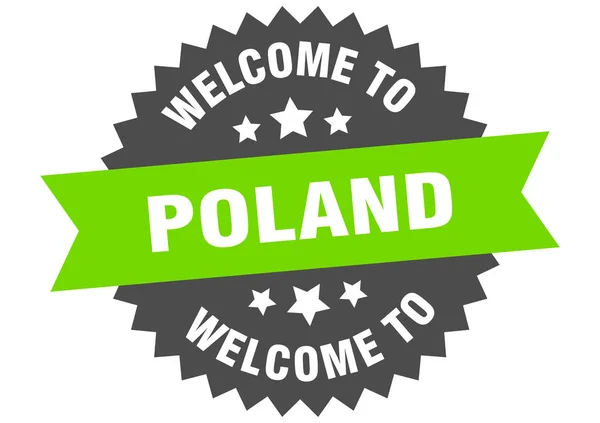 Польский знак. Добро пожаловать в Польшу зеленый стикер — стоковый вектор