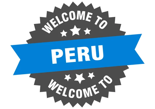 Peru sign. welcome to Peru blue sticker — Stock Vector