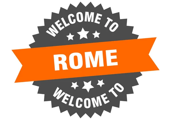 Firma a Roma. Benvenuti a Roma adesivo arancione — Vettoriale Stock