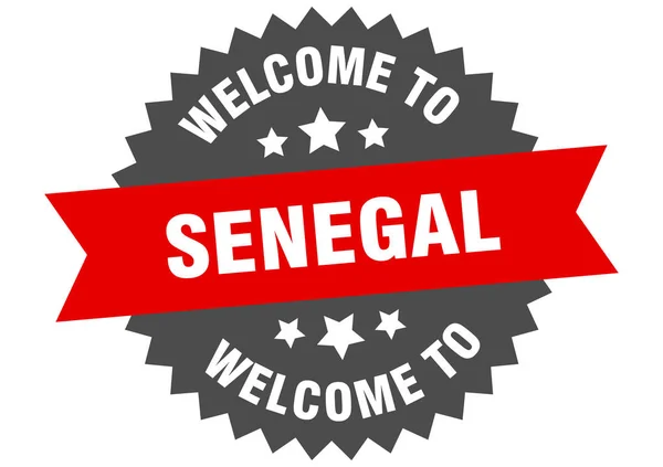 塞内加尔签署。 欢迎贴上塞内加尔红贴纸 — 图库矢量图片