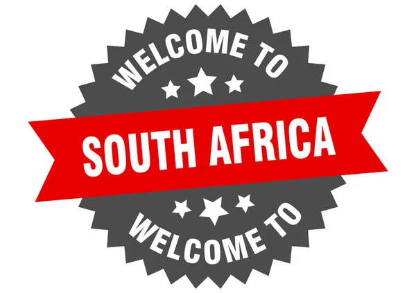 Sud Africa segno. benvenuto in Sud Africa adesivo rosso — Vettoriale Stock