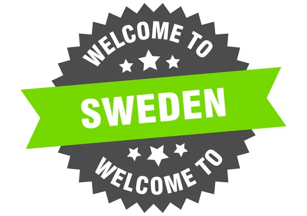 瑞典签名。 欢迎贴上瑞典绿色贴纸 — 图库矢量图片