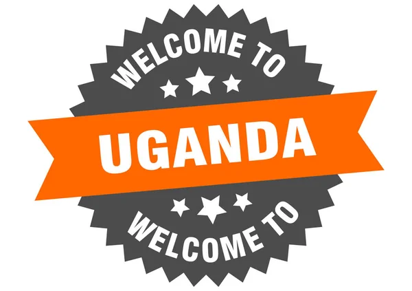 Uganda sign. welcome to Uganda orange sticker — Stock Vector