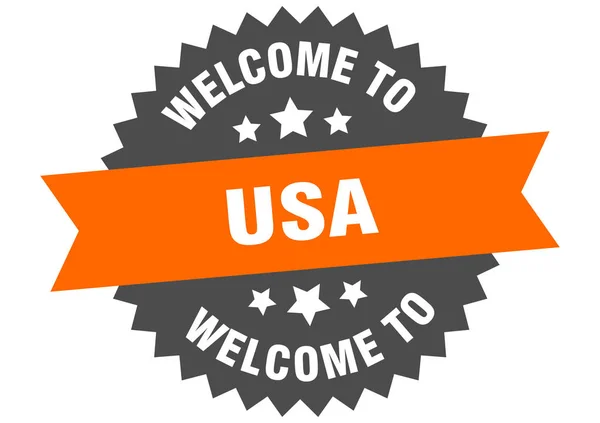 Usa signe. bienvenue à usa autocollant orange — Image vectorielle