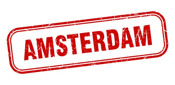 Amszterdami bélyeg. Amszterdam vörös grunge izolált jel — Stock Vector