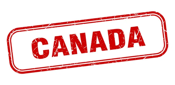 Kanada-Briefmarke. Kanada Red Grunge isoliertes Zeichen — Stockvektor