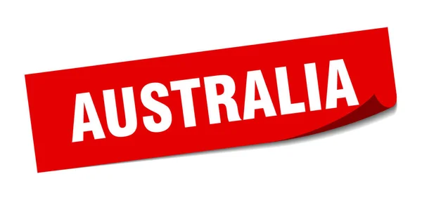 Pegatina de Australia. Australia signo de pelador cuadrado rojo — Vector de stock