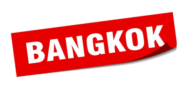 Etiqueta de Bangkok. Banguecoque vermelho quadrado descascador sinal — Vetor de Stock
