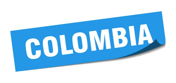 Autocollant Colombie. Colombie éplucheur carré bleu signe — Image vectorielle