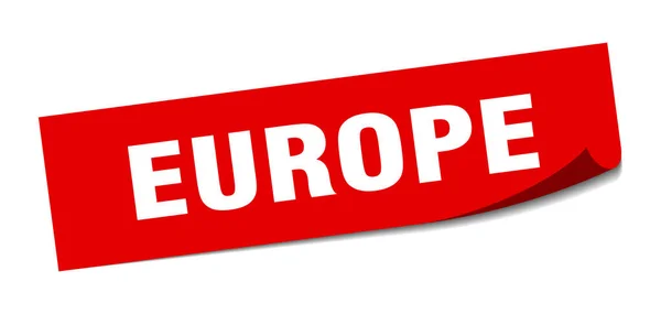 Αυτοκόλλητο της Ευρώπης. Ευρώπη κόκκινο τετράγωνο σήμα αποφλοιωτή — Διανυσματικό Αρχείο