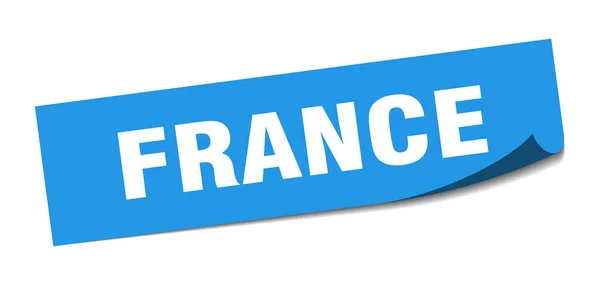 Αυτοκόλλητο Γαλλίας. Γαλλία μπλε τετράγωνο σήμα αποφλοιωτή — Διανυσματικό Αρχείο