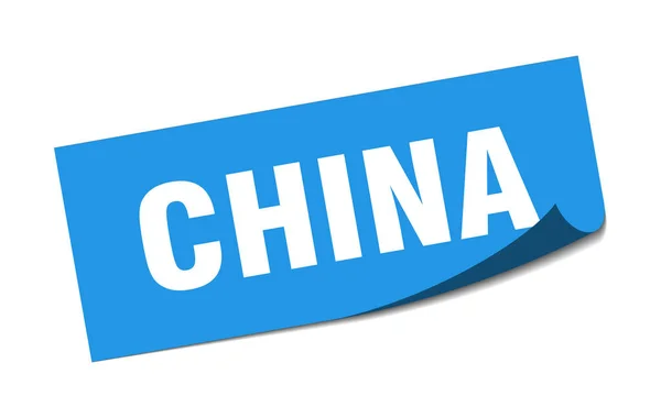 Sticker Chine. Chine éplucheur carré bleu signe — Image vectorielle