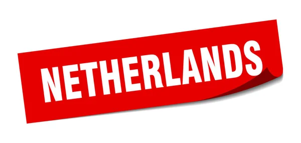 Netherlands sticker. Netherlands red square peeler sign — Stock Vector