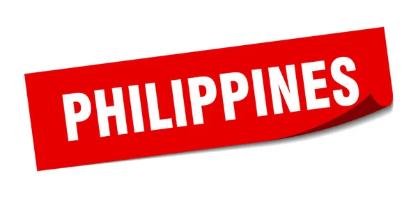 Filipínská samolepka. Filipíny červená čtvercová odlupovací znak — Stockový vektor
