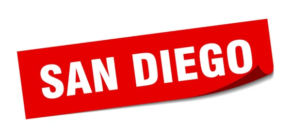 Sticker de San Diego. San Diego éplucheur carré rouge signe — Image vectorielle