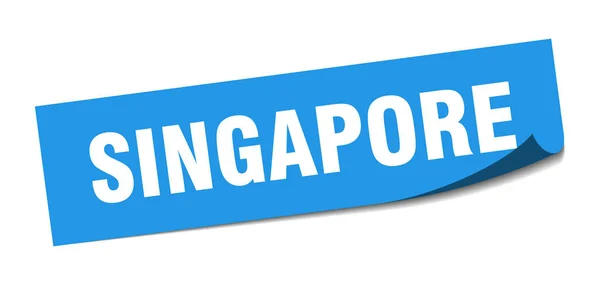 Adesivo de Singapura. Singapura azul quadrado descascador sinal —  Vetores de Stock