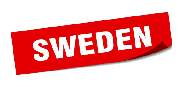 Zweden sticker. Zweden rood vierkant schilbord — Stockvector