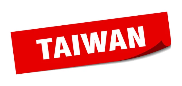 Taiwan sticker. Taiwan rode vierkante schiller teken — Stockvector