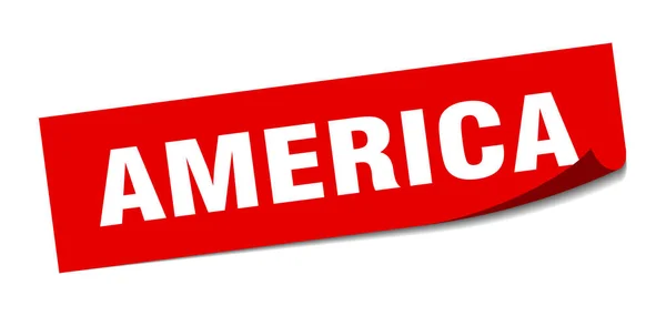 Pegatina de América. América signo de pelador cuadrado rojo — Vector de stock