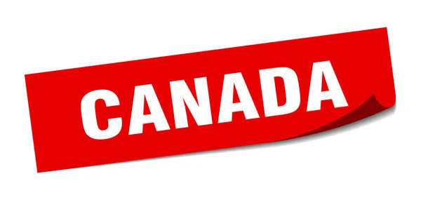 Canada sticker. Canada red square peeler sign — Stock Vector